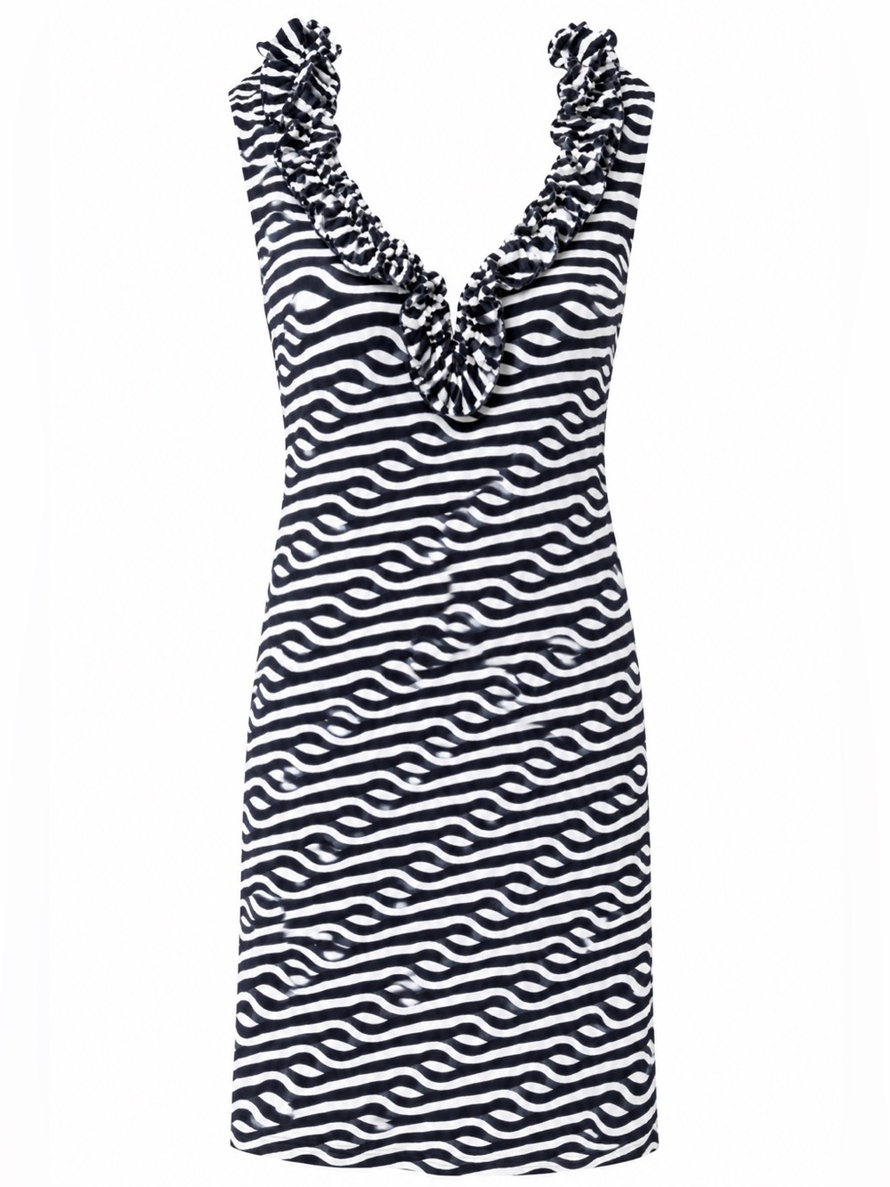 Sara Campbell Navy & White Striped Ruched Dress
